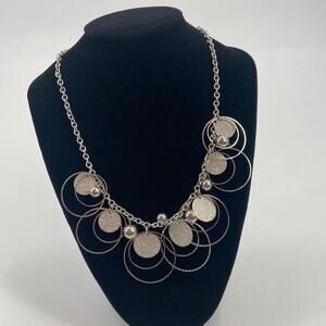 Mermaidcore Silver tone ring and disc necklace